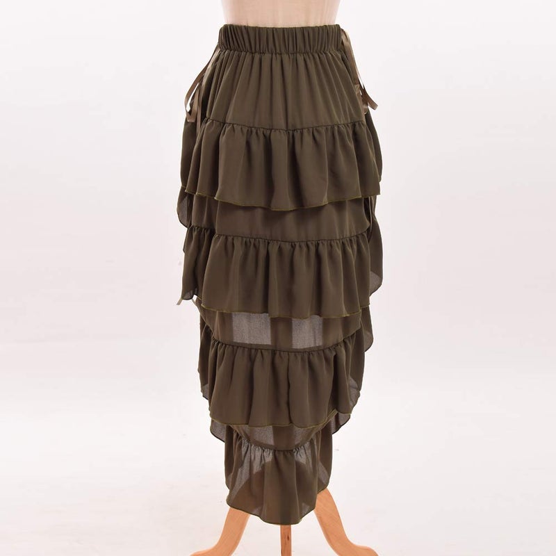 GRACEART Women's Victorian Steampunk Skirt - (Army Green) Large - Image 4